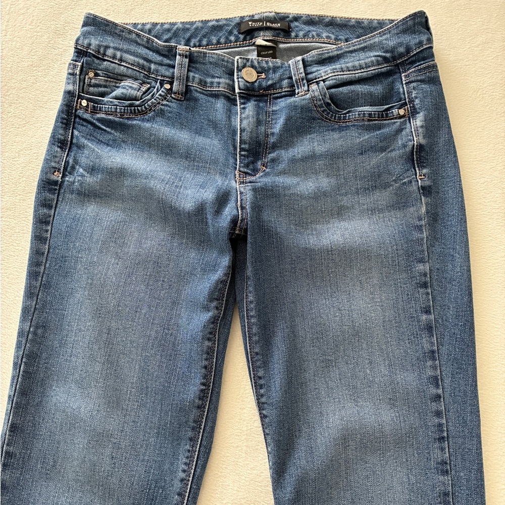 White House Black Market Blanc Crop Jeans 4 Blue Straight Leg Denim WHBM Casual - Picture 6 of 16